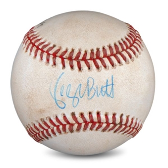 1991 George Brett Game Used and Signed Hit Baseball (Umpire LOA)